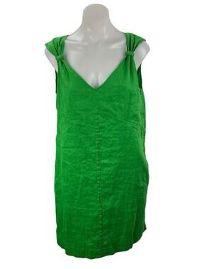 Pedro Del Hierro Women's Green Sleeveless V Neck Tank Mini Shift Dress Size 6